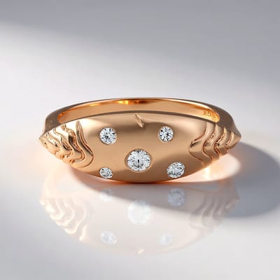 Cavill - Zilveren ring rosé verguld 925 Sterling Zilver - Cambodjaanse zirkoon 0,203 ct - Rond slijpsel, golvend design, elegant dames sieraad