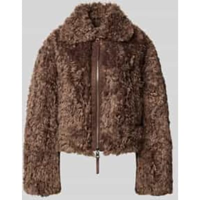Regular fit teddy-/imitatiebontjack met platte kraag model 'Amoa'