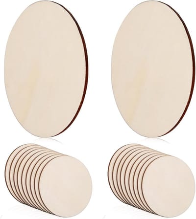 Onafgewerkte Houten Schijven 8 cm, 20 Stuks - Ronde Houten Platen voor Knutselen en Doe-het-zelf Houtwerk