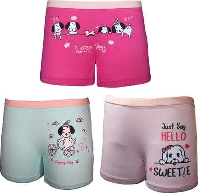 VANILLA – Meisjesondergoed, meisjes boxershorts – 3 pack - Egyptisch katoen – Roze/Blauw – 10 t/m 12 jaar – SH4575
