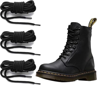 OIMG Veters Rond - 3 paar - 120CM - Schoenveters - geschikt voor Boots High - elastische schoenveters - Veters van gewaxt katoen - Sneakers - Black - Zwart - Round - extreem scheurvast - ca. 3 mm in diameter - Laces - Veter - zwart