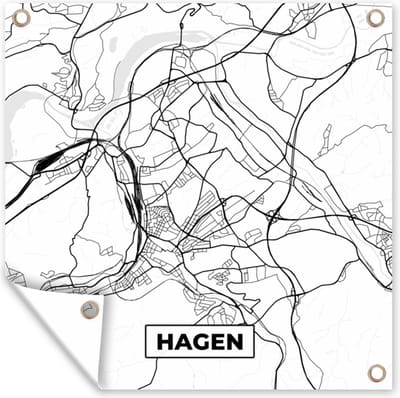 Tuin poster Hagen - Plattegrond - Stadskaart - Kaart - 200x200 cm - Tuindoek