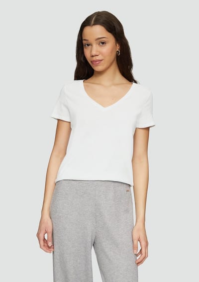 Q/S designed by - T-shirt - Maat XS - Vrouwen - wit - katoen