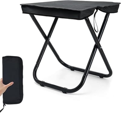 Vouwbare Campingstoel, Lichtgewicht Opvouwbare Zitplaats voor Buiten, Ideaal voor Tuinieren, Strand, Wandelen en Vissen met Opbergtas (Zwart)