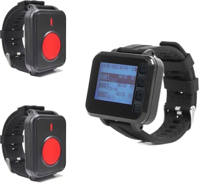 Draadloos Pagersysteem - Noodoproepsysteem Zorg - Hulp Inschakelen - Draagbare Pager Vibratie - 100-150m Bereik - Zwart