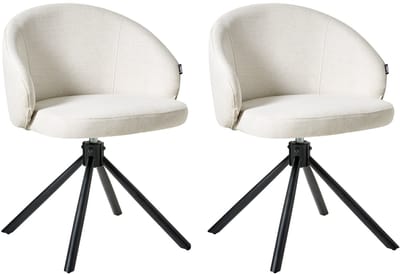 OVALO - Set van 2 eetkamerstoelen - Gebroken wit - Polyester