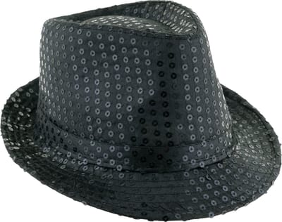 Funny Fashion Trilby hoedje - zwart - glitter - pailletten - polyester - heren/dames - Carnaval - glitterhoed