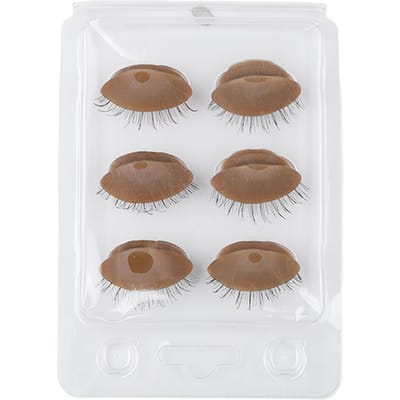 3 Paar Mannequin Hoofd Oogleden met Wimpers voor Ooglidverlenging Enten Oefening Brown white