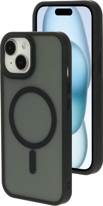 New Age Devi - 15 MagSafe Shockproof hoesje - Doorzichtig Mat Zwart geschikt voor iPhone