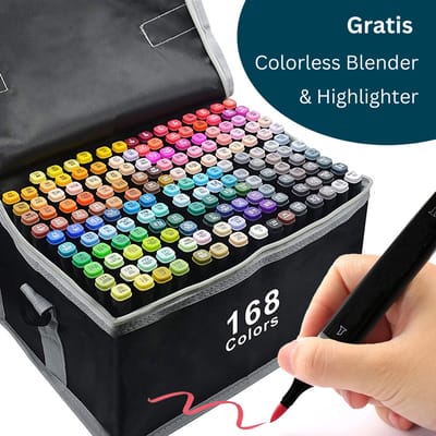 Twinmarkers - 168 stuks Alcohol Markers - Inclusief Opbergtas - Voor Volwassenen & Kinderen