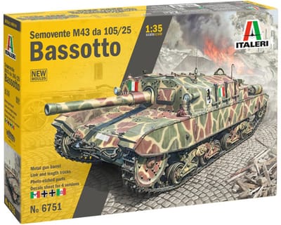 Italeri Modelbouwpakket Auto - 6751 Semovente Ansaldo Fiat M43 da 105/25 -Bassotto- - Tankjager Plastic - 1:35 - Modelbouw
