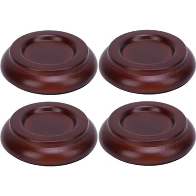 4 Stuks Piano Wieltjesbeker Massief Hout Schuimbasis Antislip Anti-Geluid Universeel Staande Piano Wieltjesonderzetter Vloerbeschermer Bruin bruin