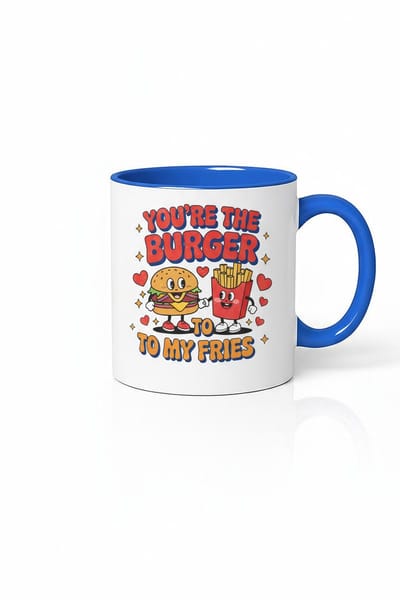 Liefdesmok 'Jij bent de Burger voor mijn Frietjes' | Grappige Burger & Friet Koppel Mok | Uniek Valentijn Cadeau