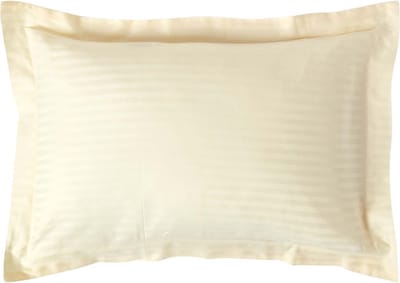 Homescapes Satijn Streep Katoen Kussensloop 50x75 cm met Sierrand – Geel – 100% Egyptisch Katoen Satijn – Draaddichtheid 330