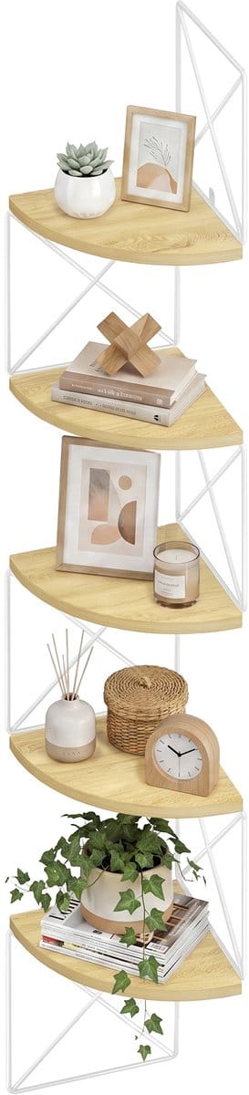 VASAGLE - Wandplank - Hoekplank - Zickzack-- 5 Niveaus - Slaapkamer Werkkamer Woonkamer