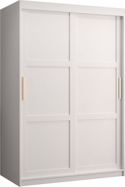 Zweefdeurkast Kledingkast met 2 schuifdeuren Garderobekast slaapkamerkast Kledingstang met planken (LxHxP): 120x200x60 cm - Rumble I (Wit, 120) met lades