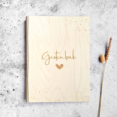 Houten gastenboek | A4 | gastenboek bruiloft | gastenboek huwelijk | houten map | trouwerij gastenboek