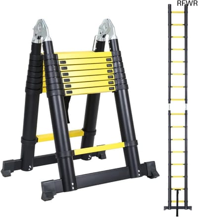 RFWR® Telescopische Aluminium Vouwladder 5m – Inklapbare Ladder met Max. 150 kg Belastbaarheid
