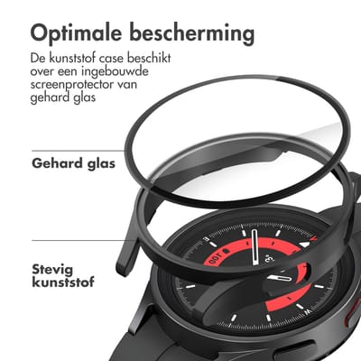 Screen protector - Geschikt voor Samsung Galaxy Watch 4 - 40 mm - Full Cover Hard Case / Beschermend Hoesje - Zwart