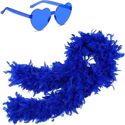 Feather boa 2 m - kleurrijke veren - met hartvormige zonnebril - perfect voor feesten - ShopVlot