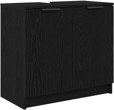 Badkamerkast - Opbergkast Hout - Badkamer Organiseren - Vochtbestendig & Reinigbaar - 645 x 335 x 59 cm - Zwart eiken-look