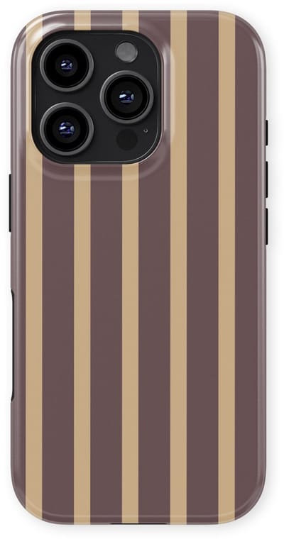 DripCase Gestreept Hoesje geschikt voor iPhone 16 Pro | Backcover met Mag | Stripes Motief | Trendy Case geschikt voor iPhone 16 Pro met Strepen Velvet Praline