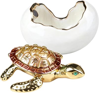 Schildpad Sieradendoos - Decoratieve Opberger - Kleine Spullen Opbergen - Zinklegering Materiaal - 5.5 x 4 cm - Bruin