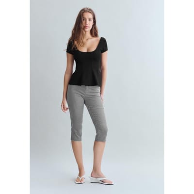 Stradivarius Peplumtop met kapmouwtjes  Zwart XS