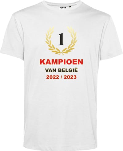 T-shirt Krans Kampioen 2023 | Kampioensshirt 2022/2023 | Antwerp Kampioen | Wit | maat XS