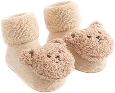 Babysokken - Warme sokken - Binnen spelen - Antislip zolen - 8-11 cm - Beige