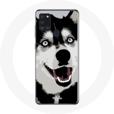 Samsung Galaxy A21S Hoesje Siberische Husky Blauwe Ogen