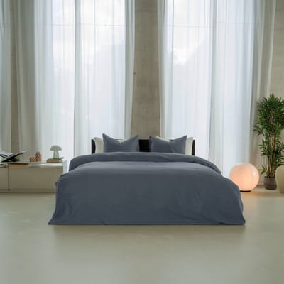 Kayori Saya Dekbedovertrek Katoensatijn - 200x200-220 + 2 slopen - Tweepersoons - Biologisch Katoen - Denim