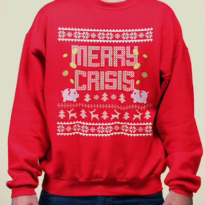 Foute Kerst Trui Rood Merry Crisis Piggybank XS