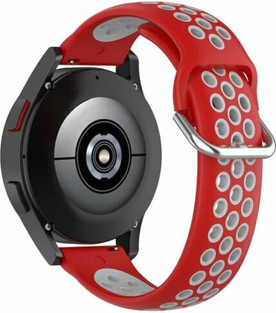 By Qubix - Geschikt voor Garmin bandje - Siliconen sportbandje met gesp - Rood + grijs - Geschikt voor Garmin Vivoactive 6 / 5 / 3 - Smartwatch bandje 20mm