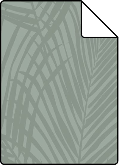 Proefstaal Origin Wallcoverings behang palmbladeren vergrijsd groen - 26,5 x 21 cm - 347709-S