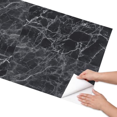 Coloray Meubel Wrap Folie - Zwart Meubelfolie - 65x130 cm - Decoratiefolie Donker marmer - Meubel Wrap Folie - Minimalist Meubelfolie - Plakfolie Meubels - Keuken decoratie - Texturen