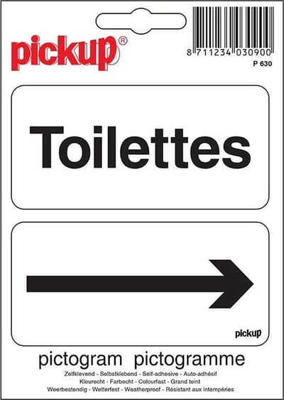 Pickup Pictogram 10x10 cm - Toilettes met pijl WC