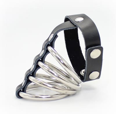 vscnovelty® Chastity Cage Device - kuisheidskooi - metalen ring - PU leer - zwart