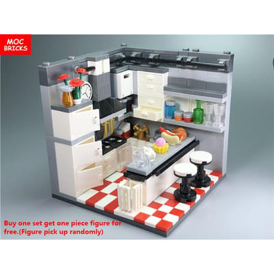 Set MOC Bakstenen Huis Decoratie DIY Kookruimte Kit Voedsel Leren-Gericht Bouwstenen Figuur Speelgoed ideaal voor Kinderen Kerstcadeaus white