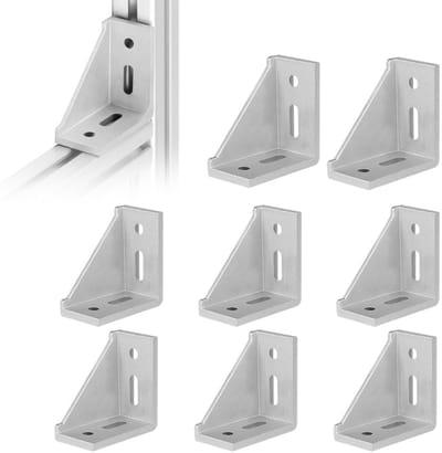 Aluminium hoekverbinder set van 8 stuks, 90 graden hoekconnector voor profielen, stabiele bevestiging voor aluminium en stalen constructies