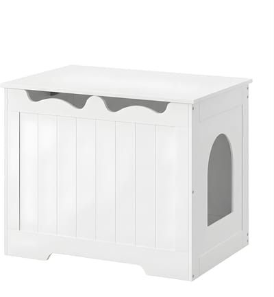 Kattenbak Kast – Voor Binnenkatten – Top-Opening Verborgen Kattenbak Meubel, Indoor Kattenhuis met Opbergruimte – Wit