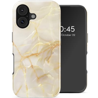 Selencia Hoesje - Geschikt voor Apple iPhone 17 - Backcover geschikt voor MagSafe - Golden Beige Marble