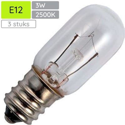Signaallamp E12 6V 3W - 500 mAh - 3 stuks - T16 Gloeilamp Ø16mm - 45mm - 2500K - Dimbaar