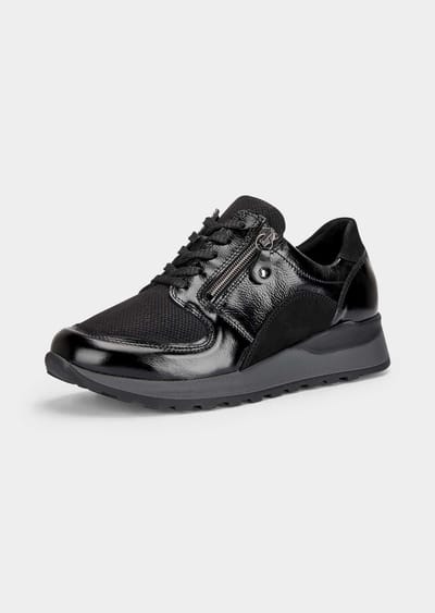 Hallux-sneakers in een mix van leer en textiel - zwart - Gr. 36 van Goldner Fashion