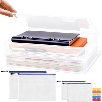 Transparante opbergdozen met deksel, 2 stuks A4, multifunctionele archiefdozen voor documenten, foto's en etiketten