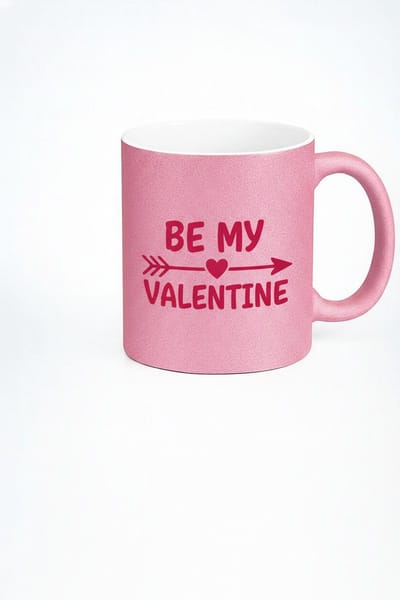 Roze Glitter Valentijn Mok | 'Be My Valentine' Liefdesboodschap | Romantisch Geschenk
