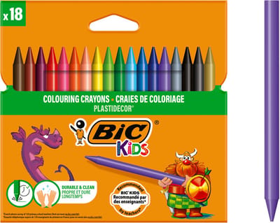 BIC Kids Plastidecor Waskrijtjes - Ultra Uitwasbaar - Etui van 18 stuks