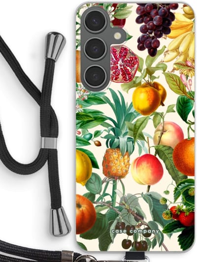 Case Company® - Hoesje met koord geschikt voor Samsung Galaxy S24 Plus hoesje met Koord - Classic Flora - Telefoonhoesje met Zwart Koord - Bescherming aan alle Kanten en Over de Schermrand