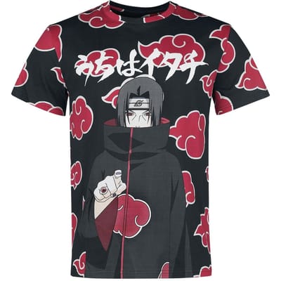 Naruto - Anime T-shirt - Shippuden - Itachi Clouds - L - voor Mannen - meerkleurig