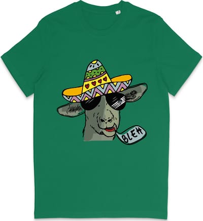 Grappig T Shirt Heren - T Shirt Dames - Cartoon Geit - Groen - XS